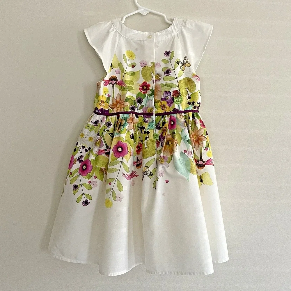 Girls Dresses‎ Set 3 White Floral Lemon Embroidered Ruffle Cap Sleeve Size 6/6x
